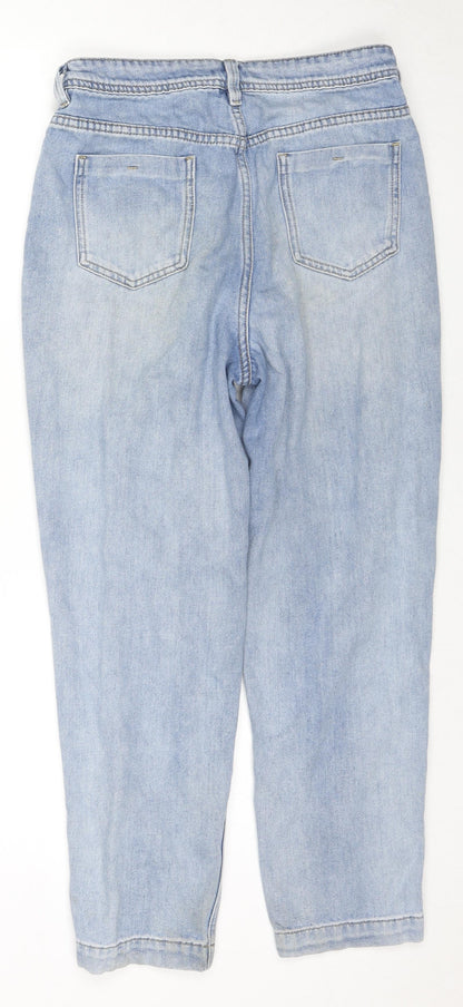 Eifini Womens Blue Cotton Straight Jeans Size L L24 in Regular Zip