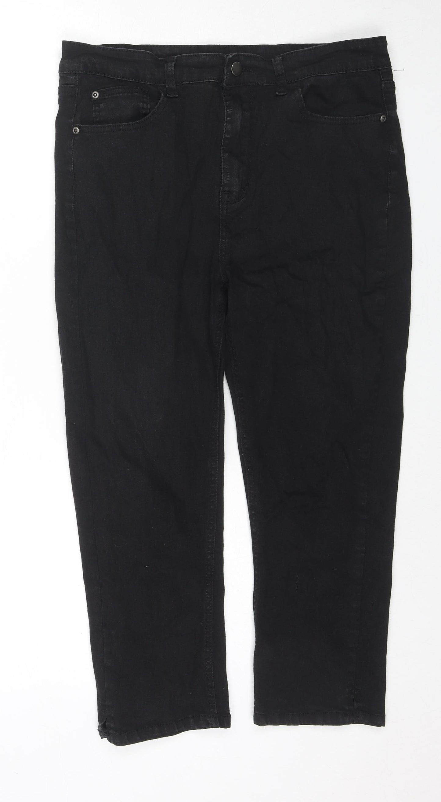 Pebble Bay Womens Black Cotton Skinny Jeans Size 14 L20 in Regular Zip