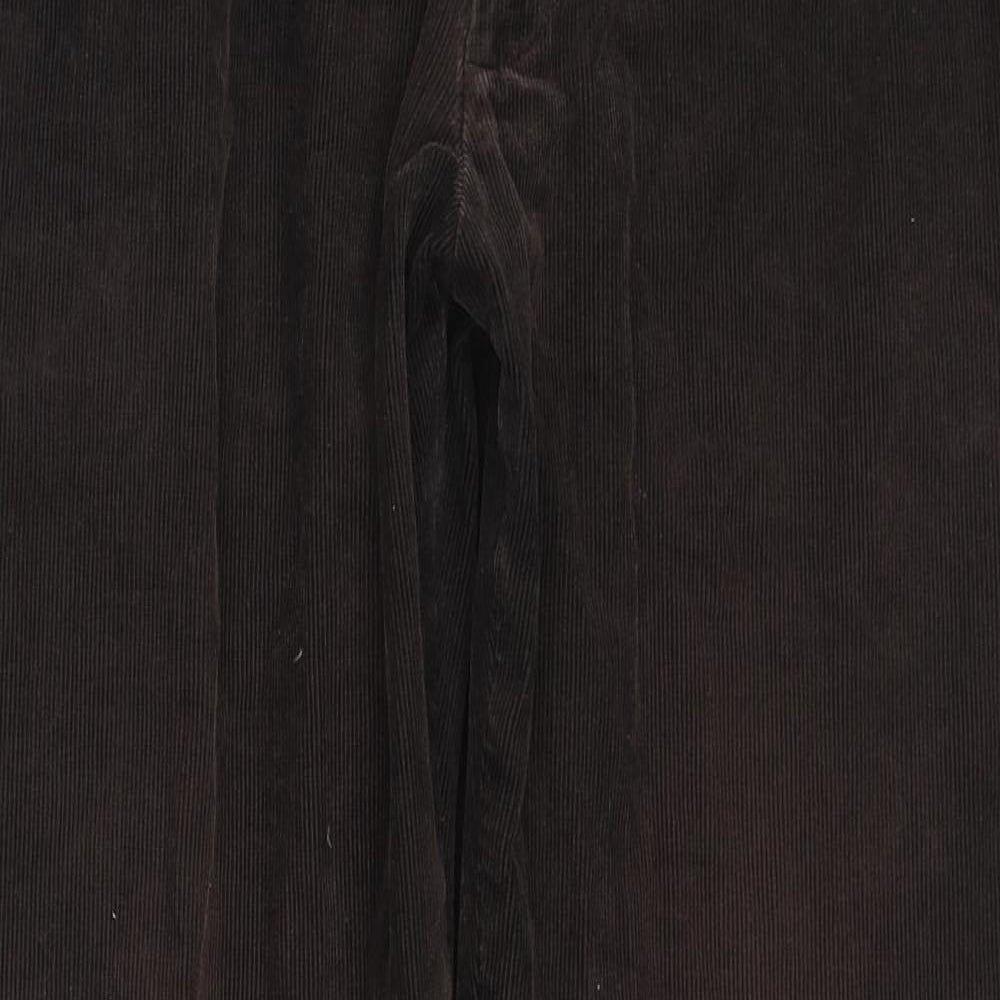 Marks and Spencer Mens Brown Cotton Trousers Size 42 in L33 in Regular Zip