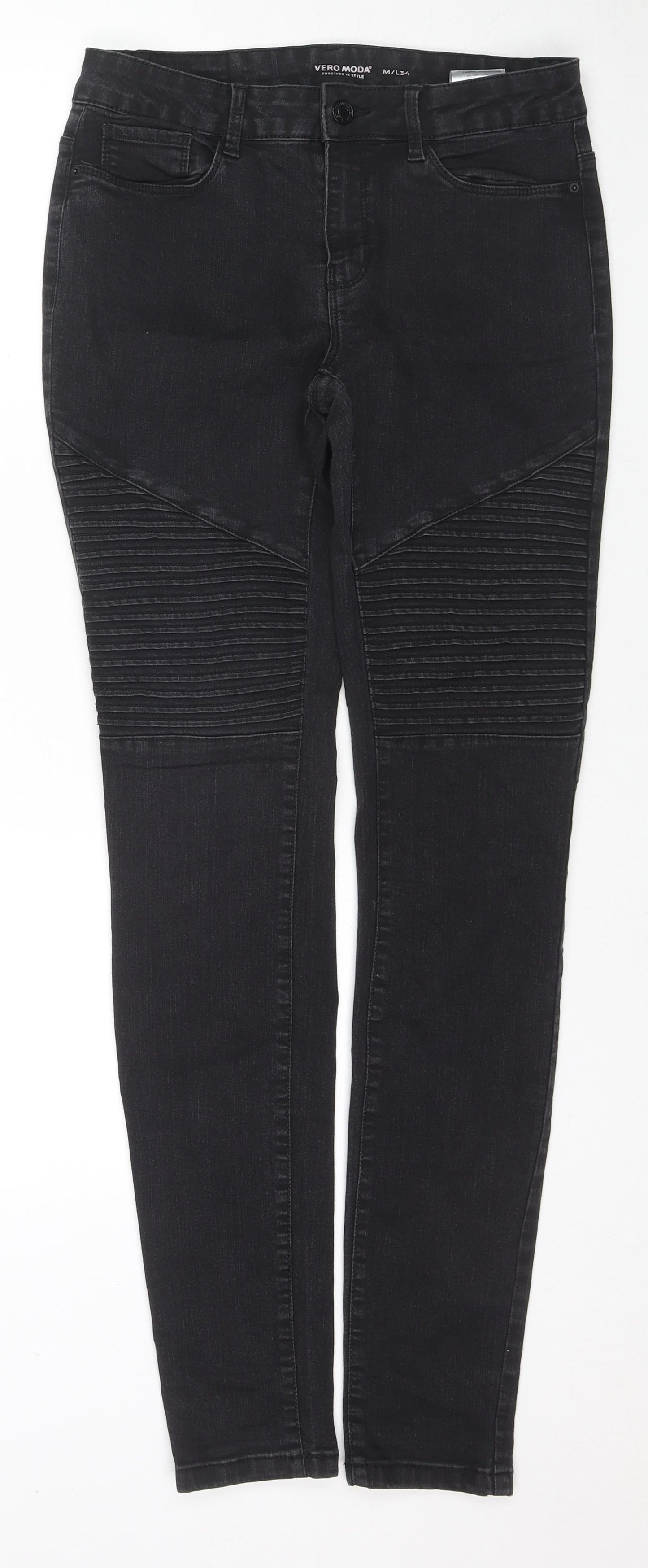 Womens UK Size M VERO MODA Regular Fit Skinny Black Jeans