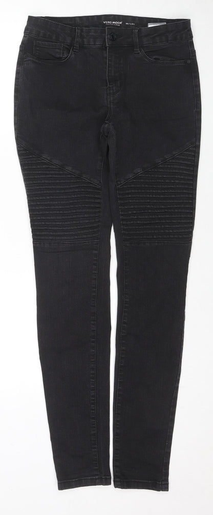 Womens UK Size M VERO MODA Regular Fit Skinny Black Jeans