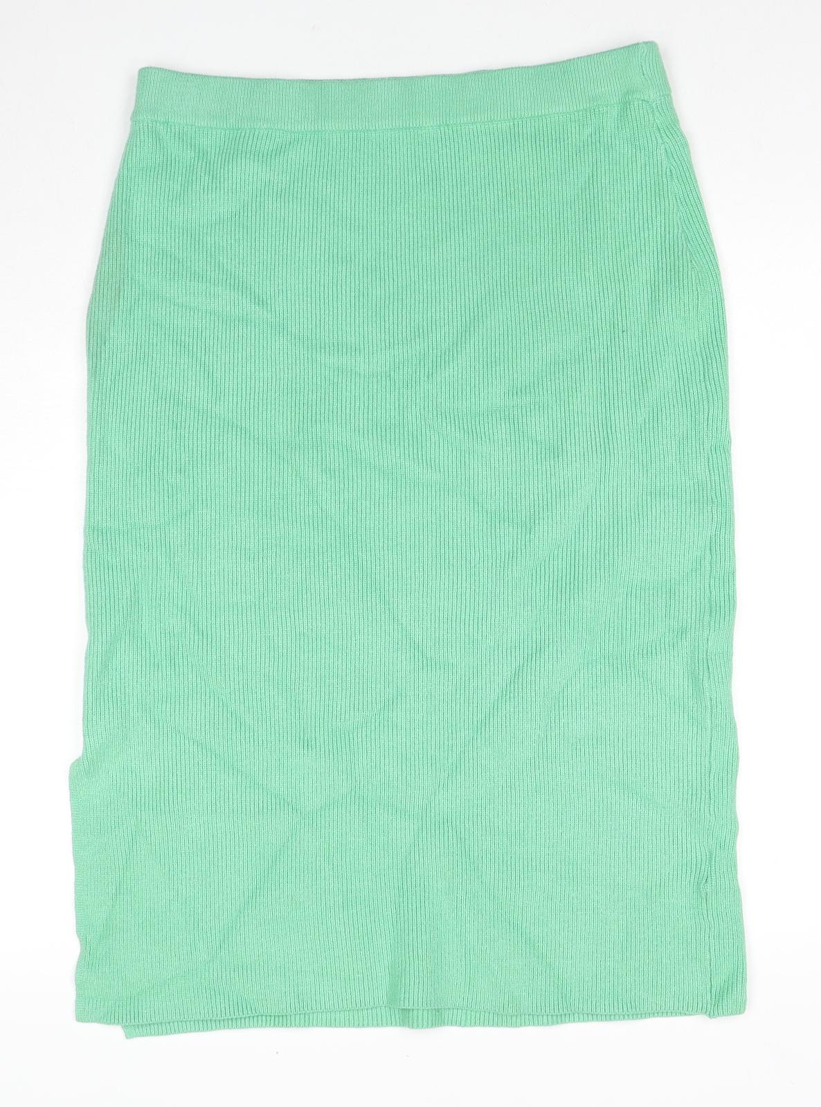 Marks and Spencer Womens Green Viscose A-Line Skirt Size L