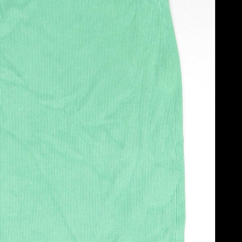Marks and Spencer Womens Green Viscose A-Line Skirt Size L