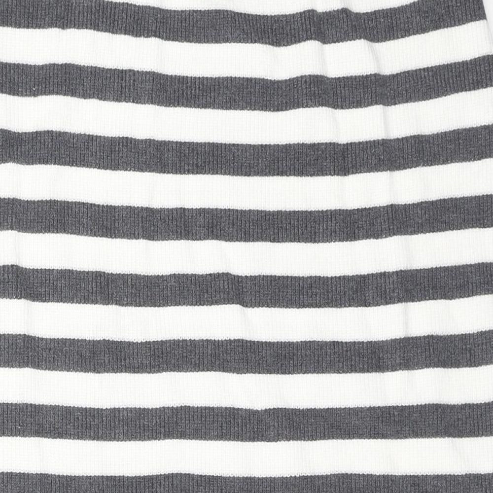 Marks and Spencer Womens Grey Striped Viscose A-Line Skirt Size L