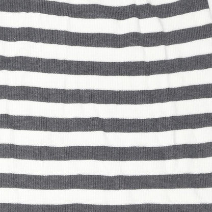 Marks and Spencer Womens Grey Striped Viscose A-Line Skirt Size L