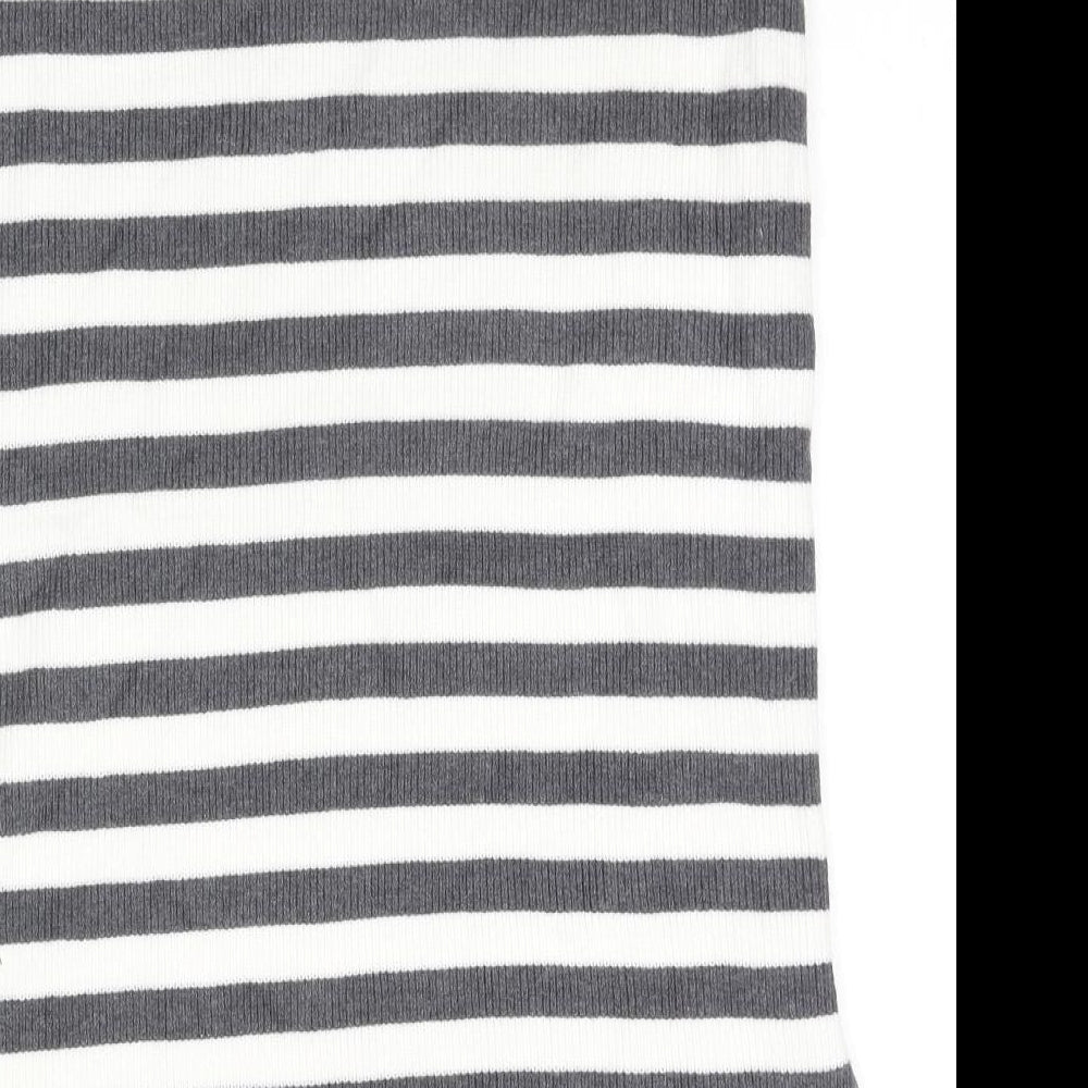 Marks and Spencer Womens Grey Striped Viscose A-Line Skirt Size L