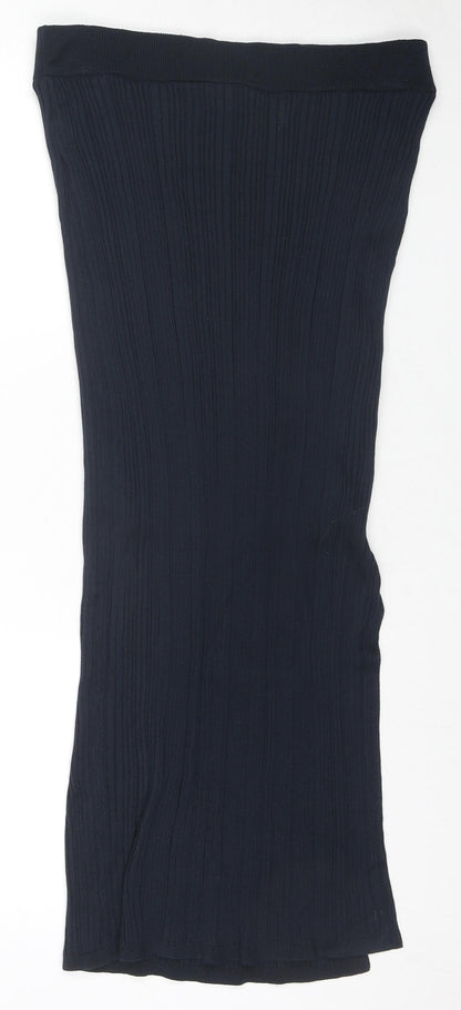 Marks and Spencer Womens Blue Viscose Maxi Skirt Size M - Side Slit(s)