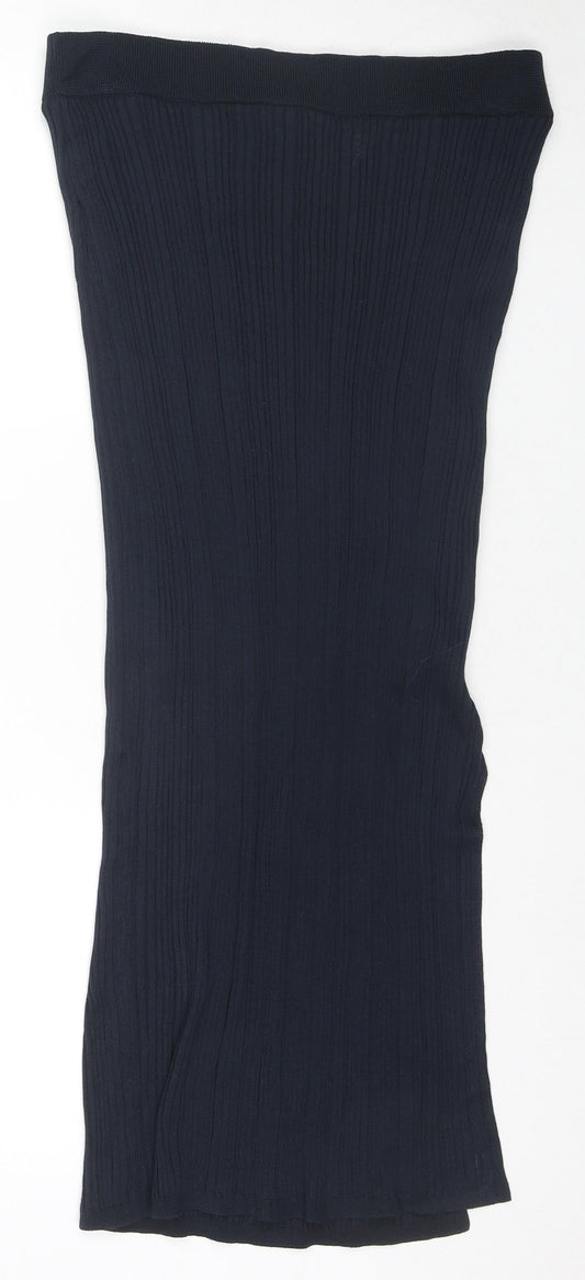 Marks and Spencer Womens Blue Viscose Maxi Skirt Size M - Side Slit(s)