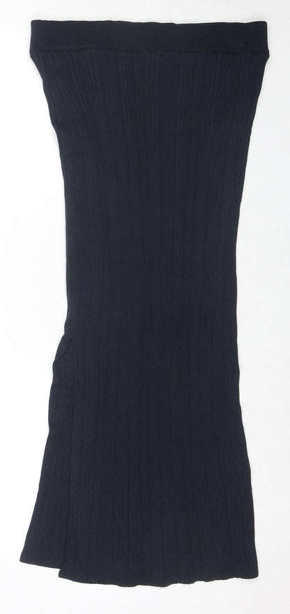 Marks and Spencer Womens Blue Viscose Maxi Skirt Size M - Side Slit(s)