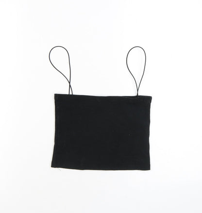Womens UK Size L Pull&Bear Black Cropped Tank