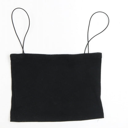 Womens UK Size L Pull&Bear Black Cropped Tank