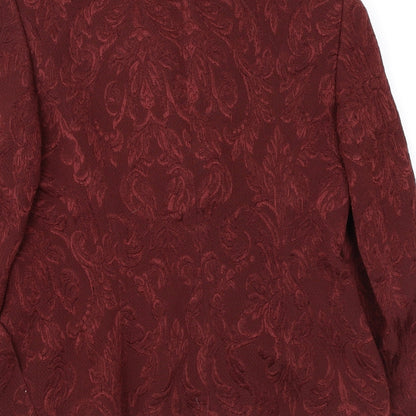 Antonette Womens Red Geometric Jacket Blazer Size 14 Button