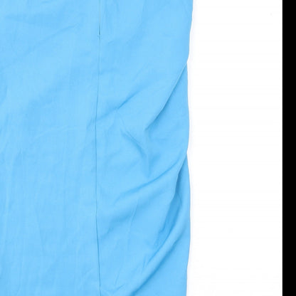 PRETTYLITTLETHING Womens Blue Polyester Straight & Pencil Skirt Size 10 Zip - Slit Ruched