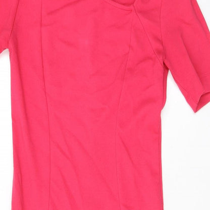 Isabella Oliver Womens Pink Viscose Pencil Dress Size 14 Scoop Neck Zip - Asymmetric Neckline