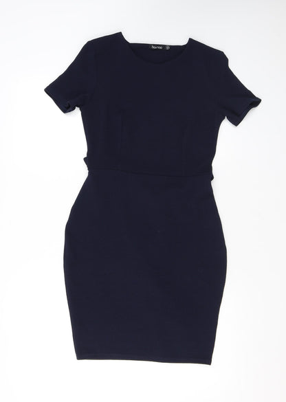 Boohoo Womens Blue Polyester Bodycon Size 10 Round Neck Tie