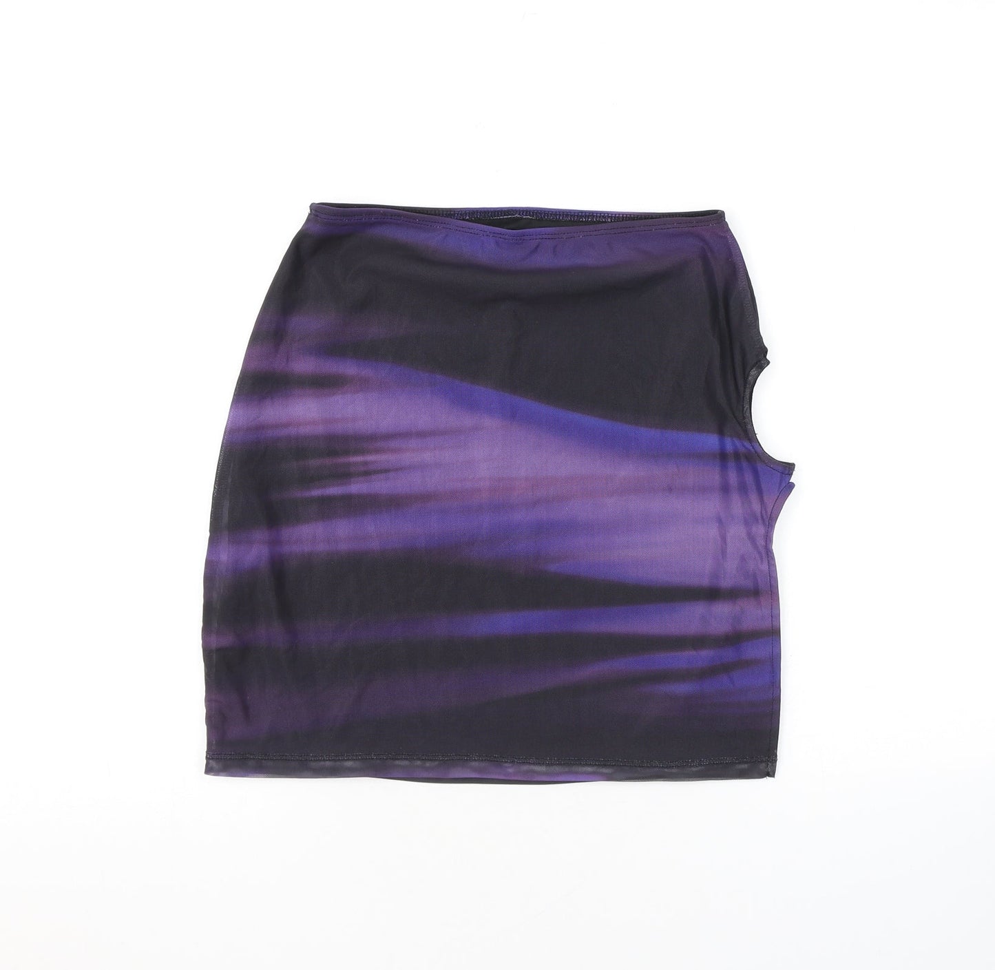Motel Womens Purple Geometric Polyester Mini Skirt Size L - Cut Out, Slit