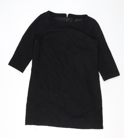 Mango Womens Black Polyester A-Line Size L Round Neck Zip