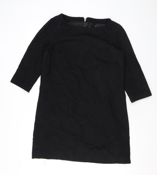 Mango Womens Black Polyester A-Line Size L Round Neck Zip