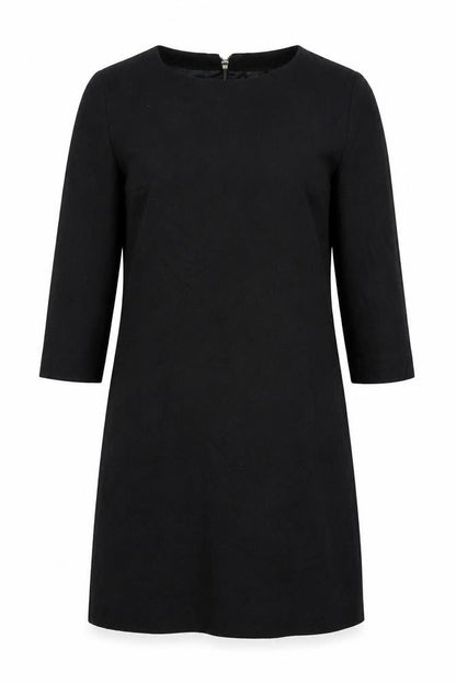 Mango Womens Black Polyester A-Line Size L Round Neck Zip