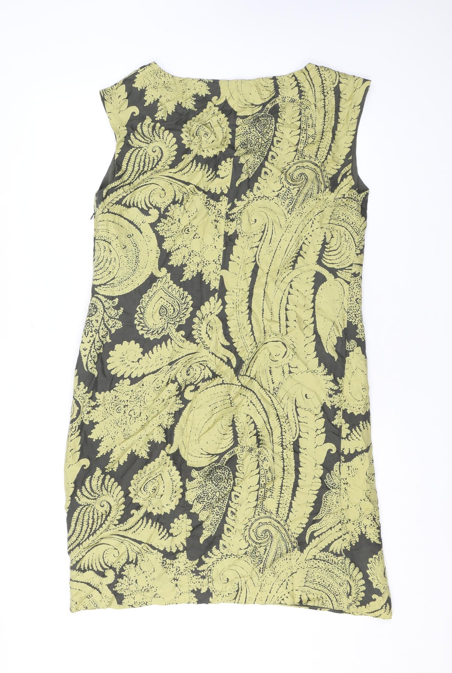 Autograph Womens Brown Geometric Polyester Tank Dress Size 14 Scoop Neck Zip