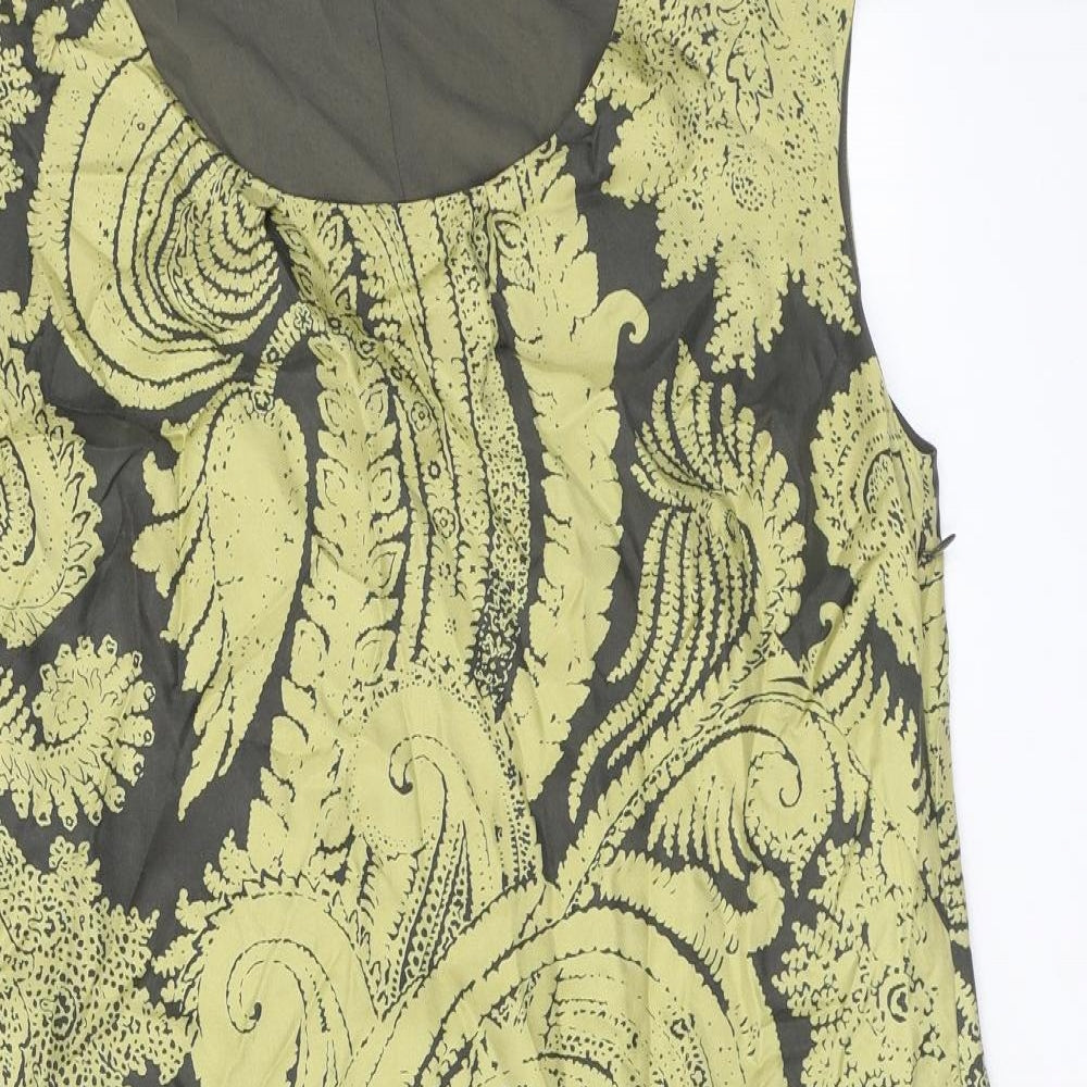 Autograph Womens Brown Geometric Polyester Tank Dress Size 14 Scoop Neck Zip