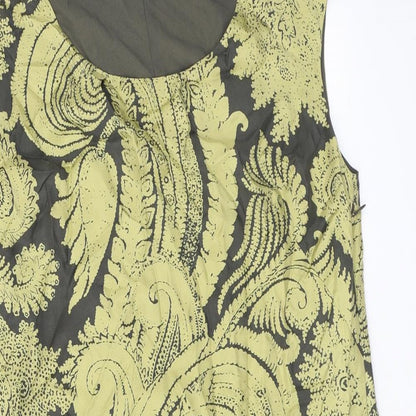 Autograph Womens Brown Geometric Polyester Tank Dress Size 14 Scoop Neck Zip