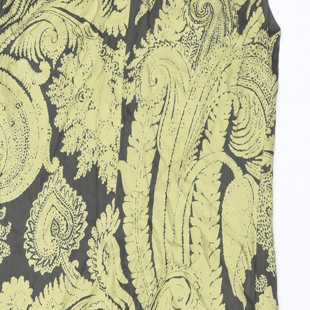 Autograph Womens Brown Geometric Polyester Tank Dress Size 14 Scoop Neck Zip