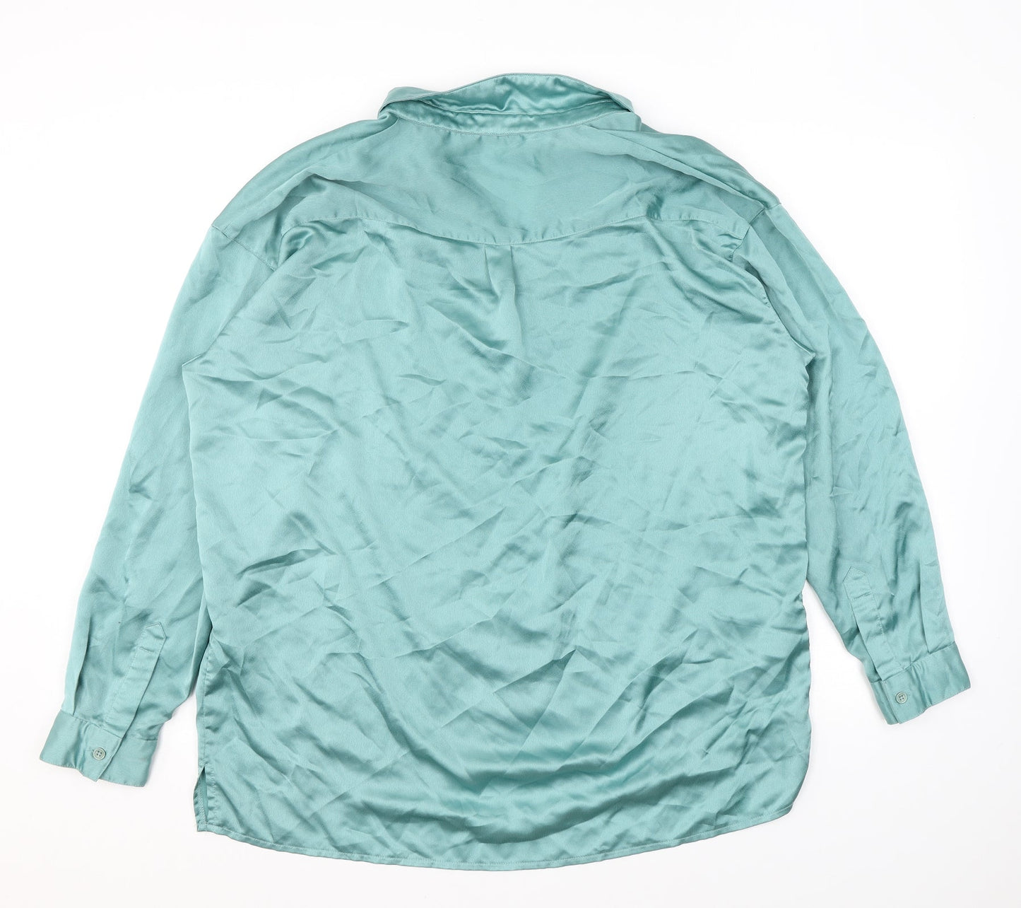 Womens UK Size 10 Missguided Green Basic Button-Up
