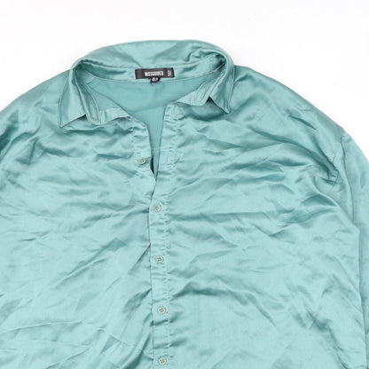 Womens UK Size 10 Missguided Green Basic Button-Up