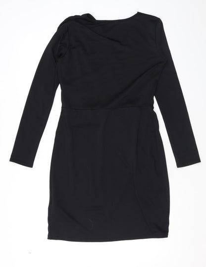 Robyn Womens Black Polyester Bodycon Size 12 V-Neck Pullover