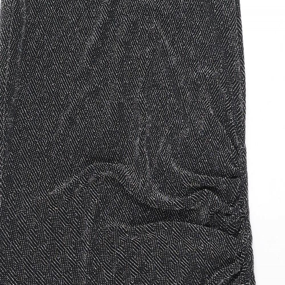Izabel London Womens Silver Geometric Nylon Tank Dress Size 14 Round Neck Pullover - Sparkle