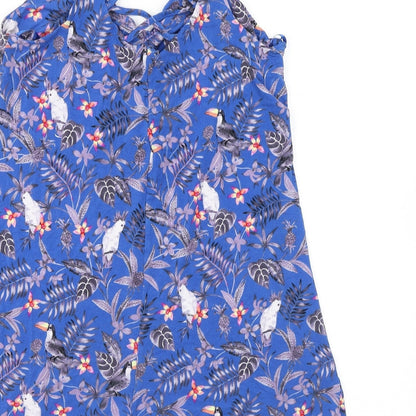 New Look Womens Blue Floral Viscose Playsuit One-Piece Size 10 Pullover - Birds