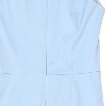 Fenn Wright Manson Womens Blue Polyester Pencil Dress Size 14 V-Neck Zip - Crochet Detail