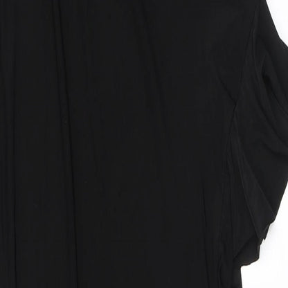 PRETTYLITTLETHING Womens Black Polyester Maxi Size 12 Off the Shoulder Pullover - Ruffled Hem