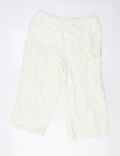 Ben Smith Womens White Linen Trousers Size S L20 in Regular