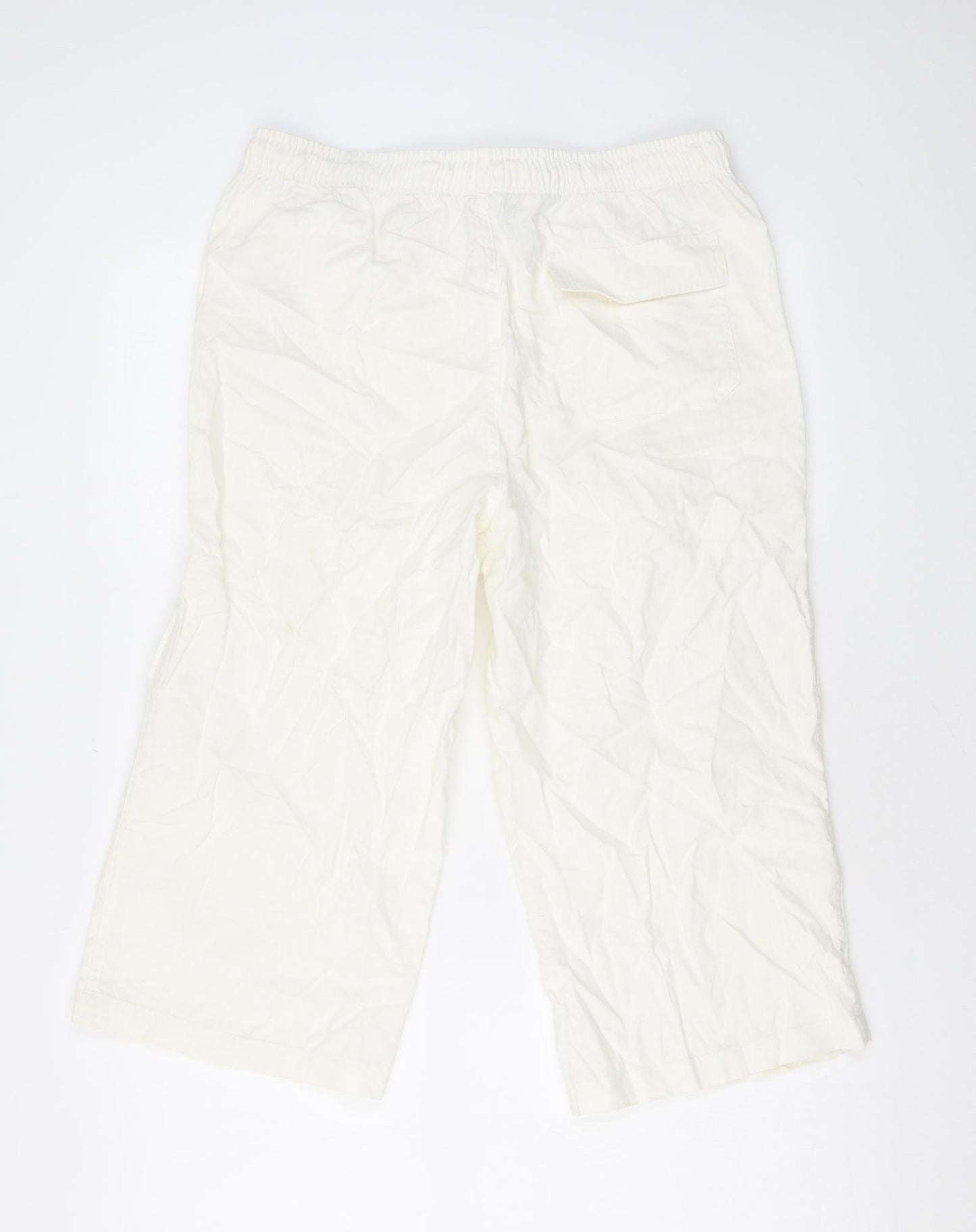 Ben Smith Womens White Linen Trousers Size S L20 in Regular