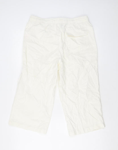 Ben Smith Womens White Linen Trousers Size S L20 in Regular