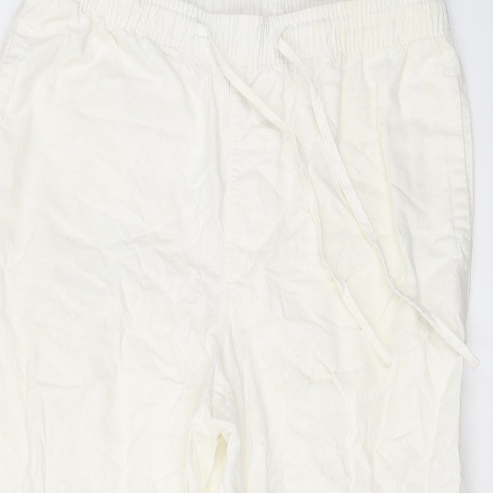 Ben Smith Womens White Linen Trousers Size S L20 in Regular