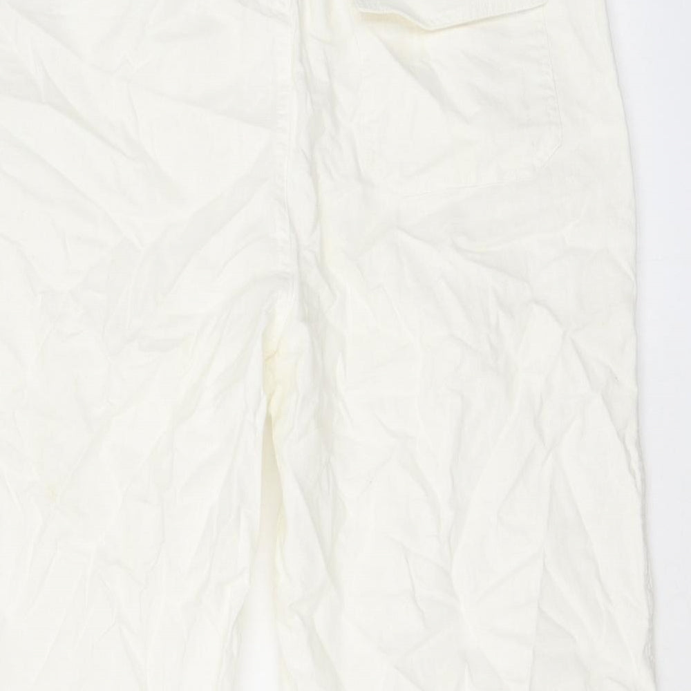 Ben Smith Womens White Linen Trousers Size S L20 in Regular