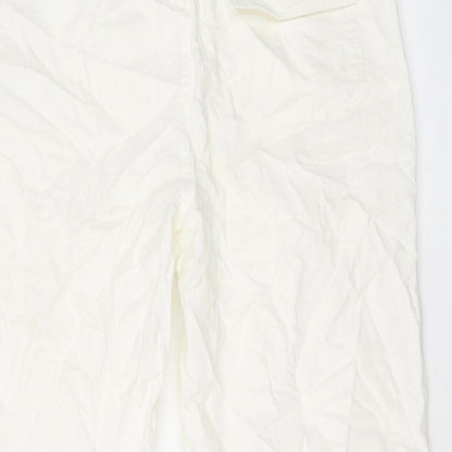 Ben Smith Womens White Linen Trousers Size S L20 in Regular