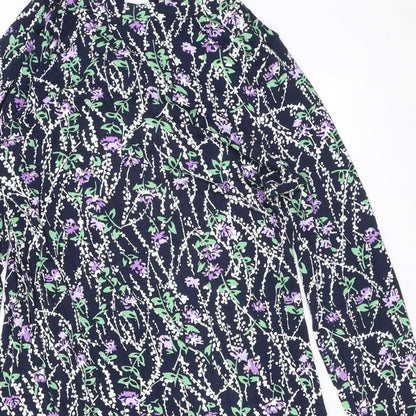 Marks and Spencer Womens Black Floral Viscose A-Line Size 10 Mock Neck Pullover
