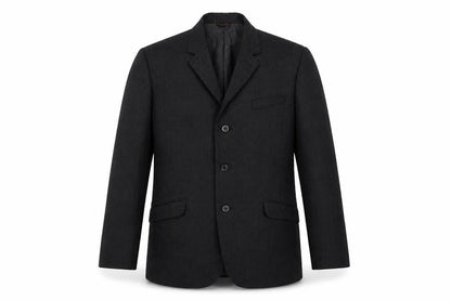 Solid Worsted Mens Grey Check Polyester Jacket Blazer Size 38 Regular