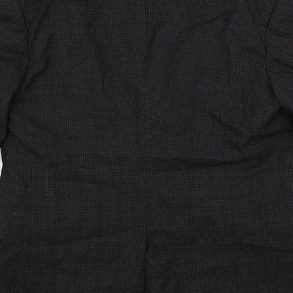 Solid Worsted Mens Grey Check Polyester Jacket Blazer Size 38 Regular