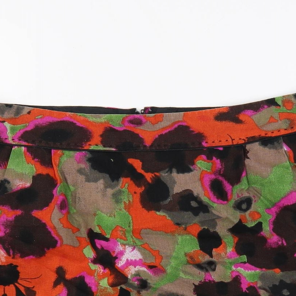 NEXT Womens Multicoloured Geometric Linen Mini Skirt Size 32 in Zip
