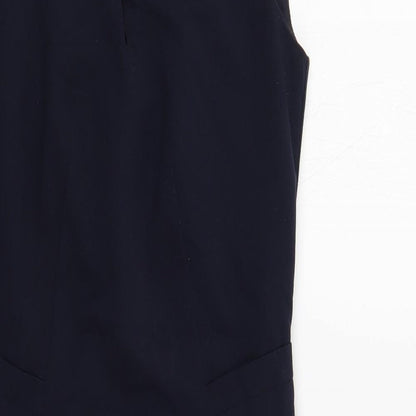 Marks and Spencer Womens Blue Polyester Pencil Dress Size 8 Boat Neck Zip