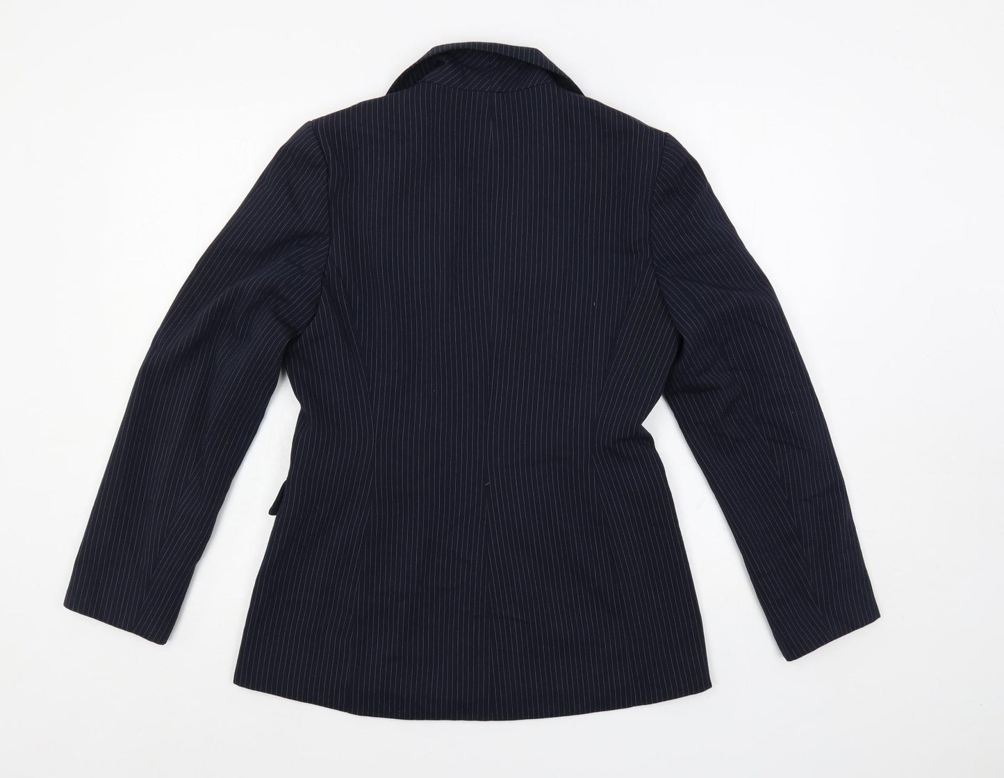 BAY Womens Blue Striped Jacket Blazer Size 10 Button