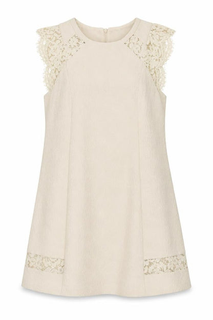 Horseware Womens Ivory Polyester Shift Size 14 Round Neck Zip - Lace Detail