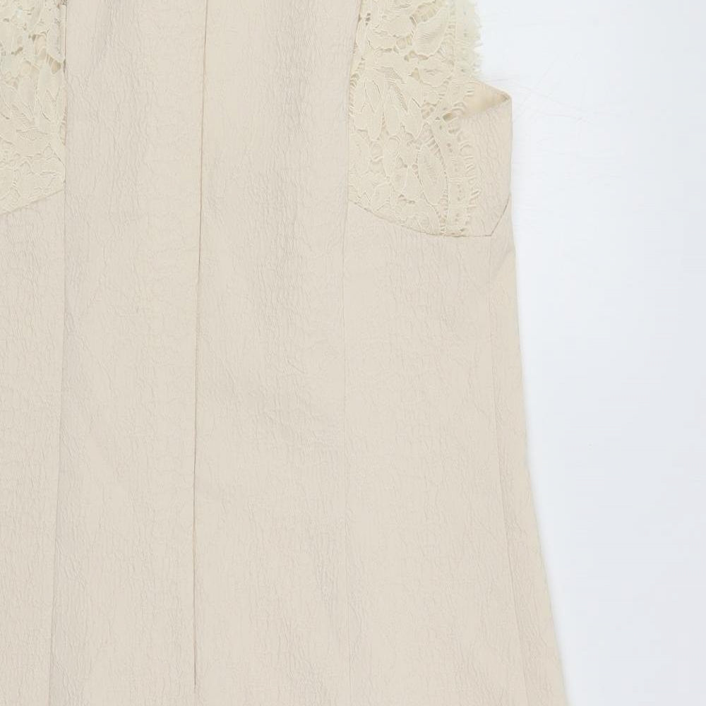 Horseware Womens Ivory Polyester Shift Size 14 Round Neck Zip - Lace Detail