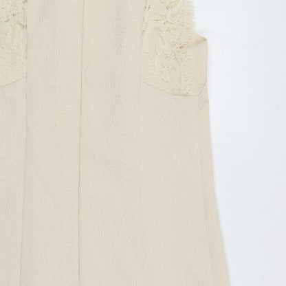 Horseware Womens Ivory Polyester Shift Size 14 Round Neck Zip - Lace Detail