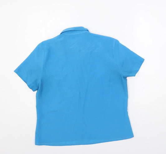 Womens UK Size 14 Classic Blue Basic Button-Up